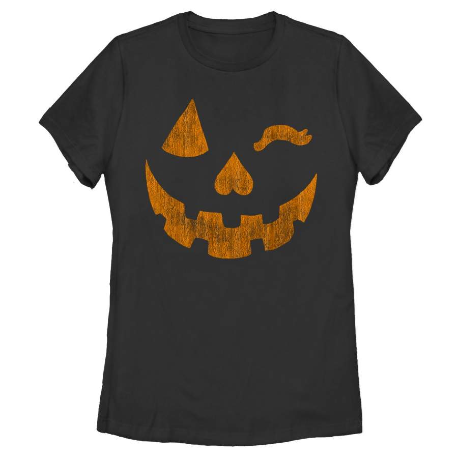 LOST GODS Women’s Halloween Jack-o’-Lantern Wink T-Shirt