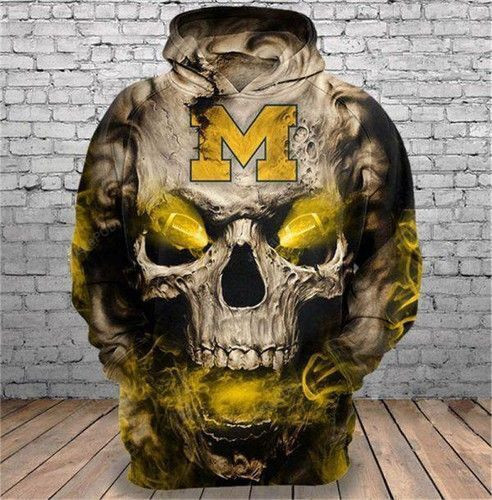 Michigan Wolverines Skull Michigan Wolverines Hoodie & Zip Hoodie