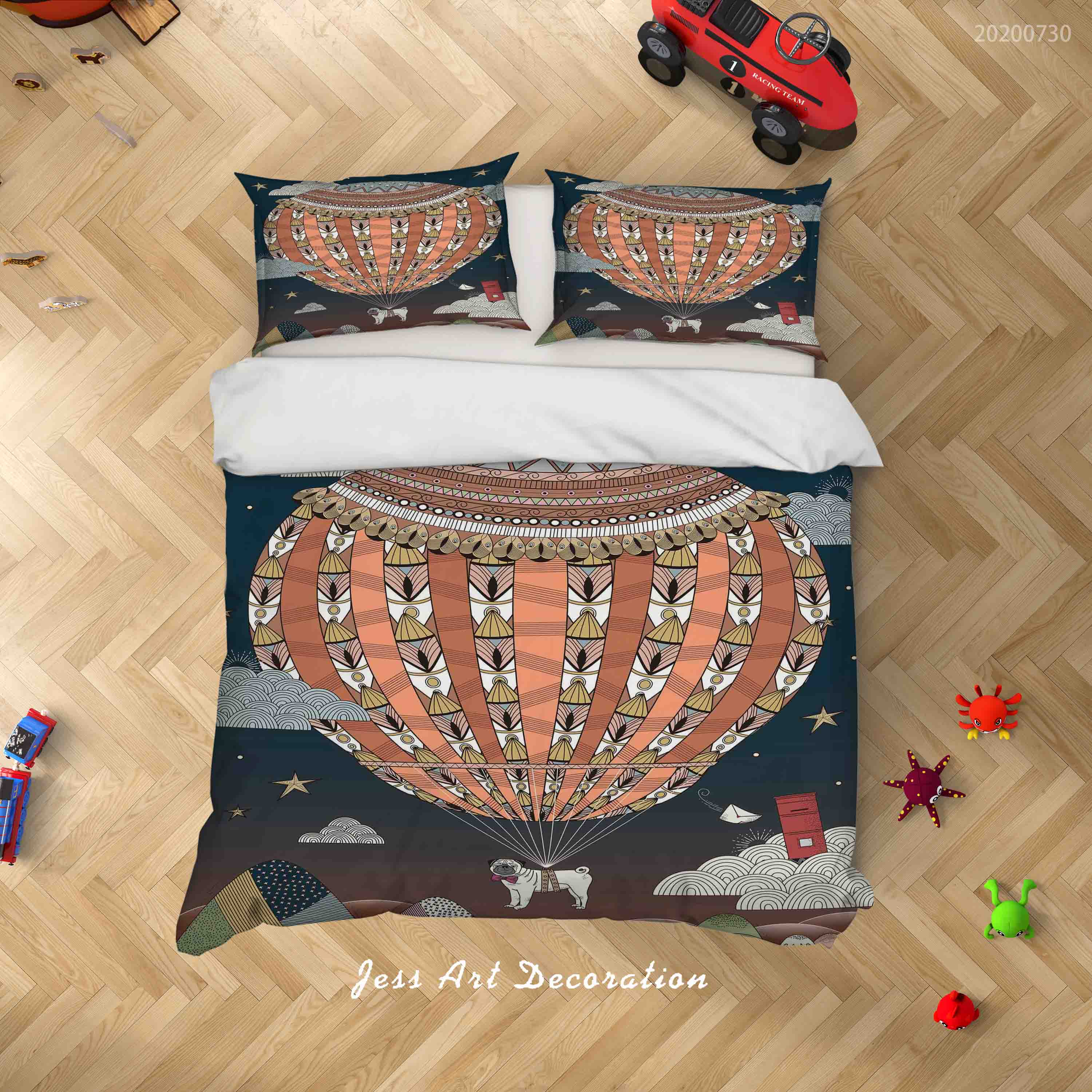 3D Night Star Parachute Animal Quilt Cover Set Bedding Set Duvet Cover Pillowcases Lxl 88