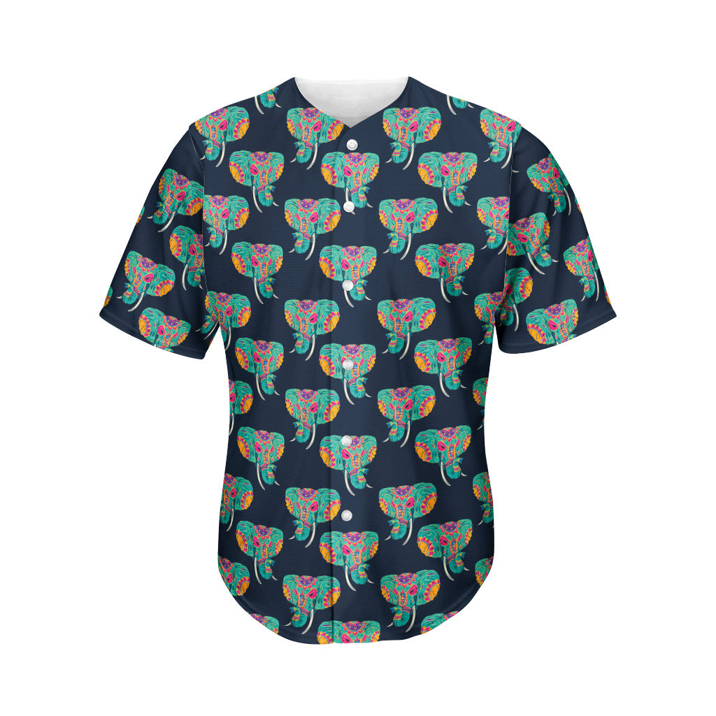 Indian Tribal Elephant Pattern Print Men’S Baseball Jersey 3D Print