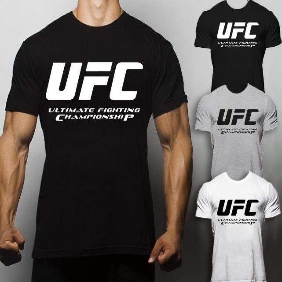 UFC T Shirt Warrior Gym Training Fighter Fit Training MMA Muscle Box Workout Mens