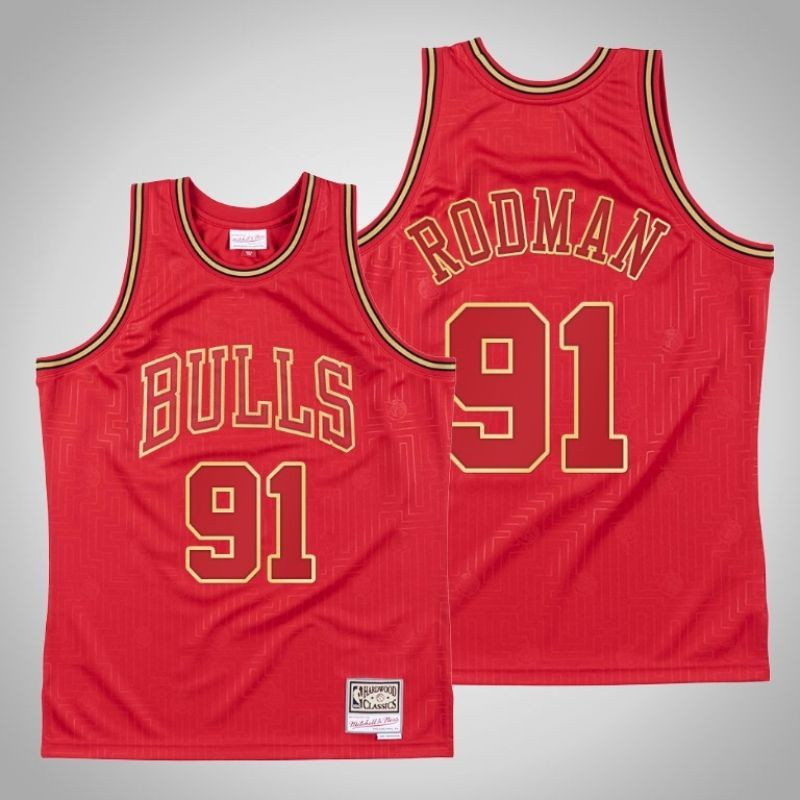 Chicago Bulls Dennis Rodman #91 NBA Classic Red Jersey