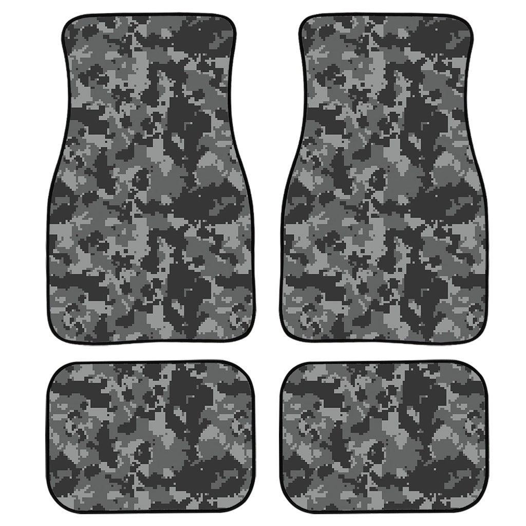 Grey Digital Camo Pattern Print Front And Back Car Floor Mats, Front Car Mat