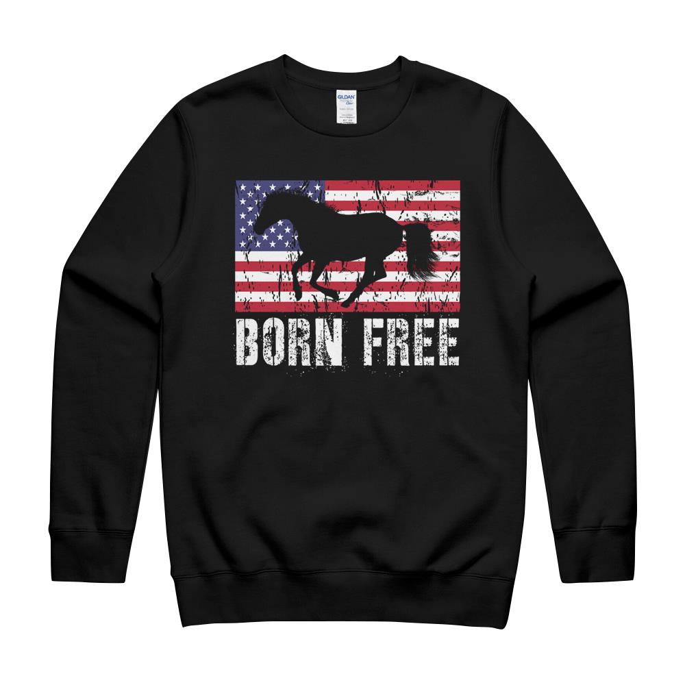 Vintage Born Free Horse American Flag Wild Mustang T-Shirt Women’S Premium Tee Hoodie Women’S Premium Tee Hoodie Crewneck Sweatshirt