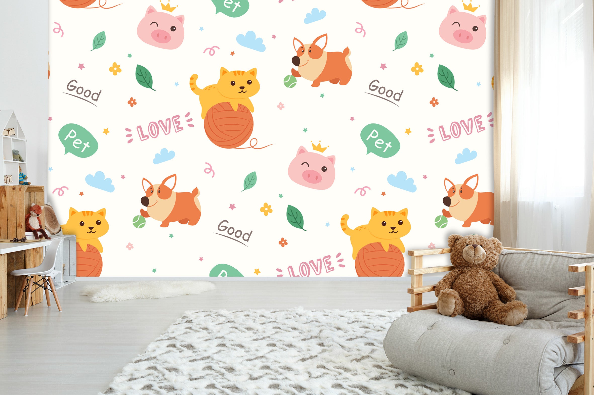 3D Cartoon Orange Cats Animals Wall Mural Wallpaper 60