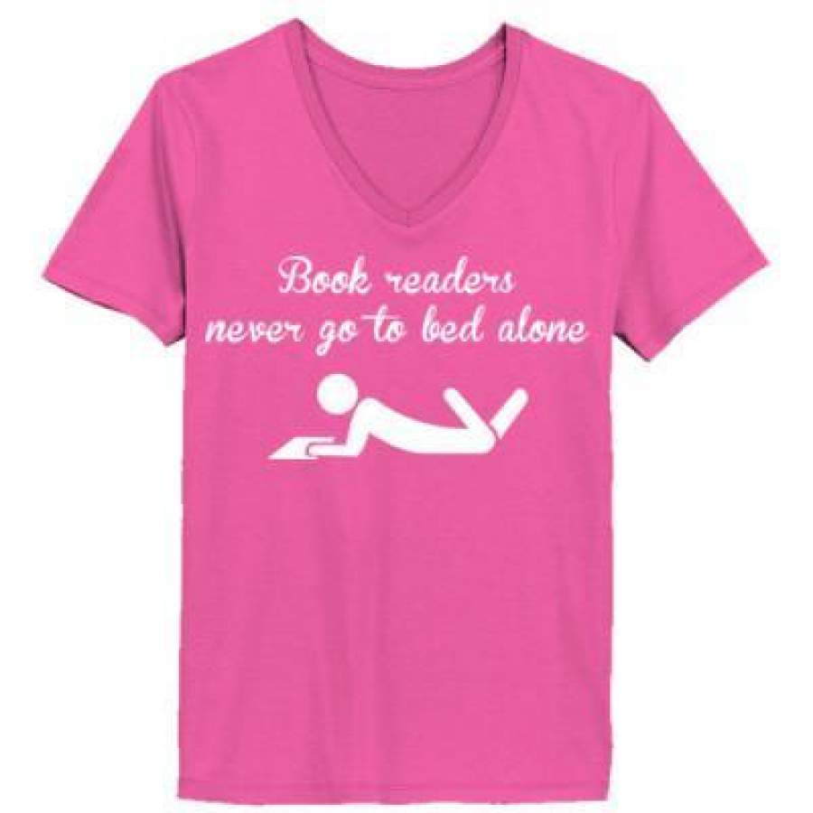 AGR Book Readers Never Go To Bed Alone – Ladies’ V-Neck T-Shirt