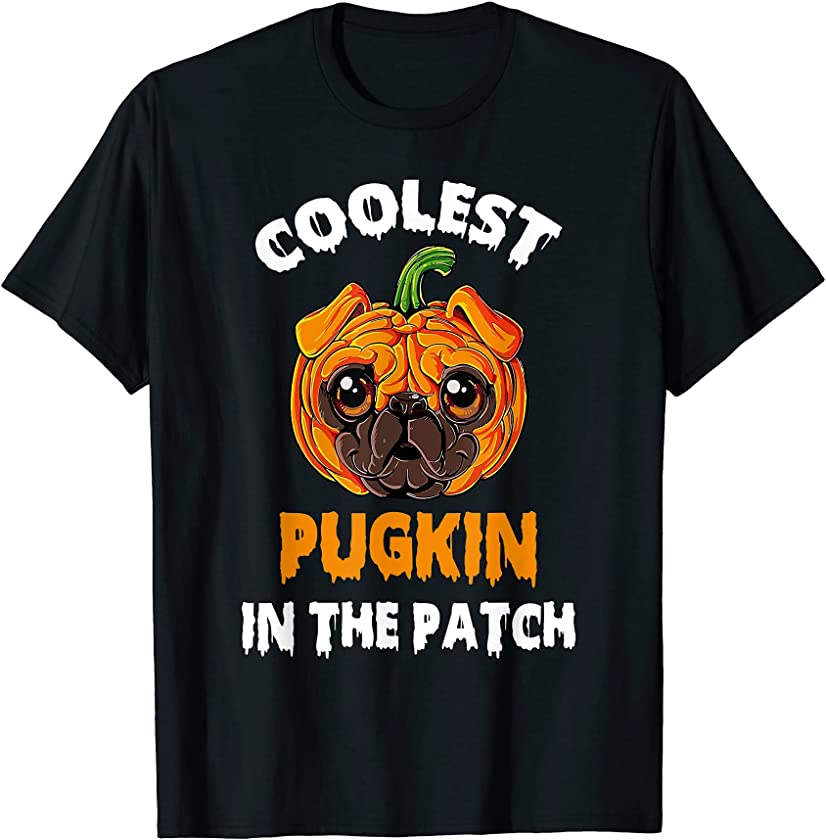 Coolest Pugkin In The Patch Pitbull Pumpkin Halloween Dog T-Shirt