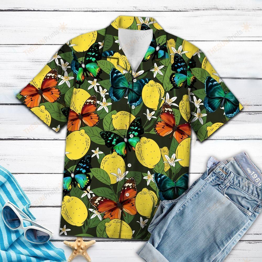 Butterfly Lemons Tropical Hawaiian Shirt Ha37503