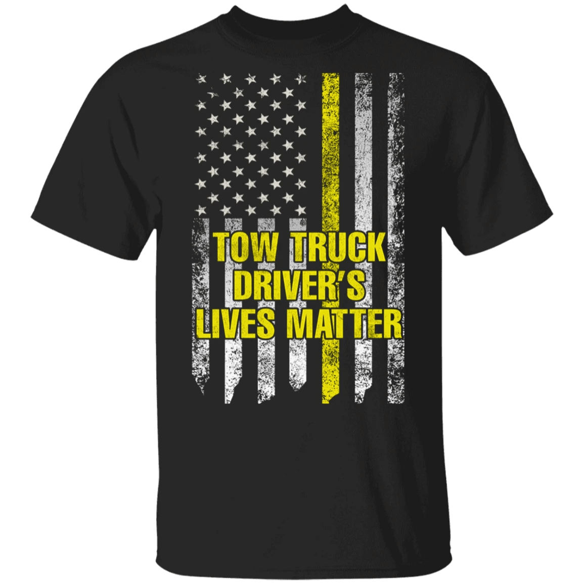 Yellow Thin Flag Tow Truck Driver’S Lives Matter T-Shirt Patriotic Tow Truck Driver Shirt Men