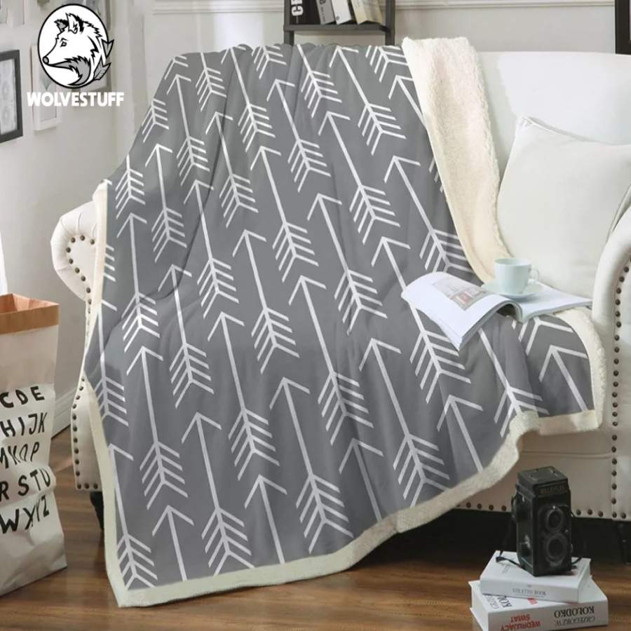 White Feather Arrows Sherpa Blanket