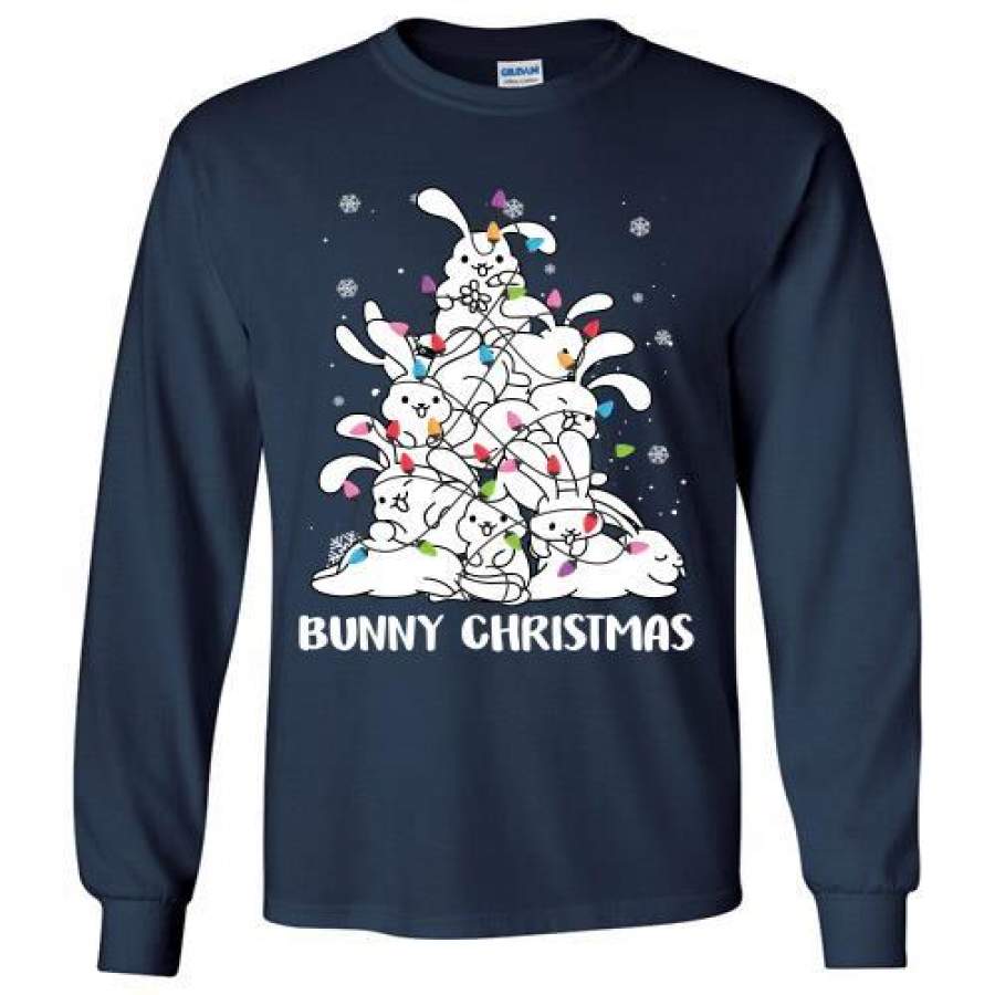 Christmas Tree Bunny Rabbit Long Shirt