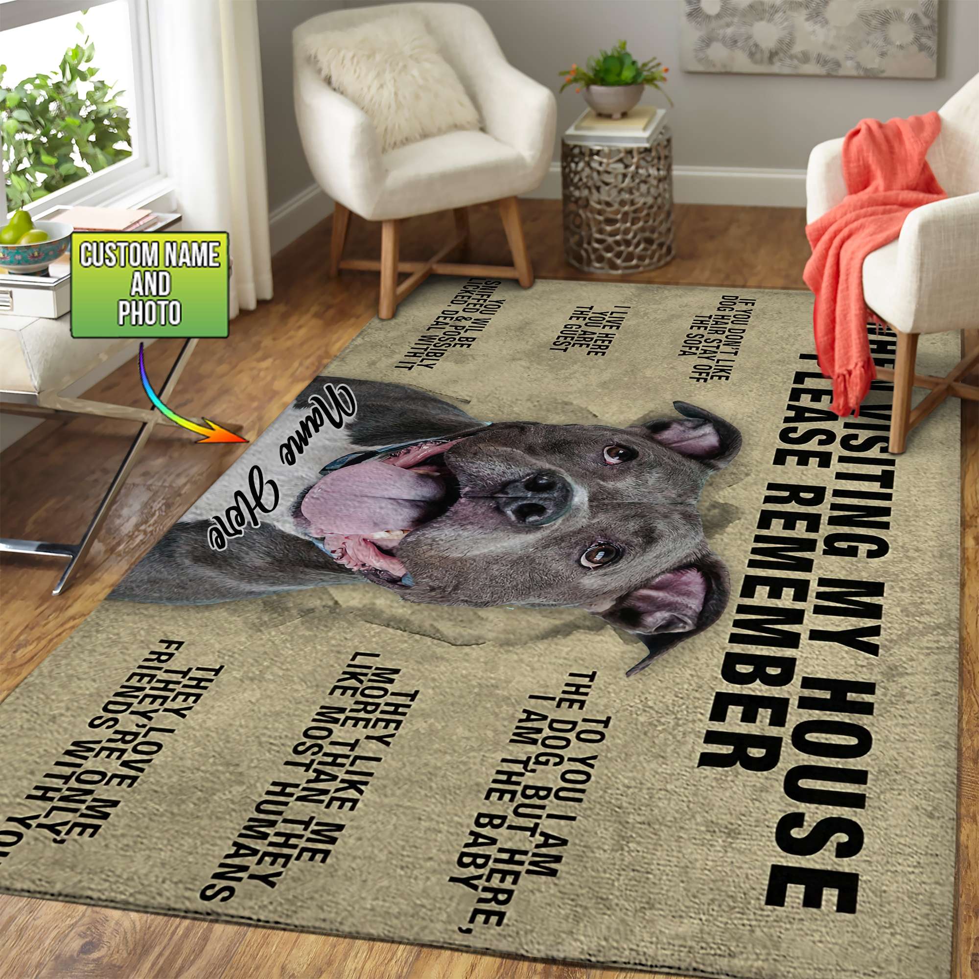 When Visiting Customized Pitbull Rug