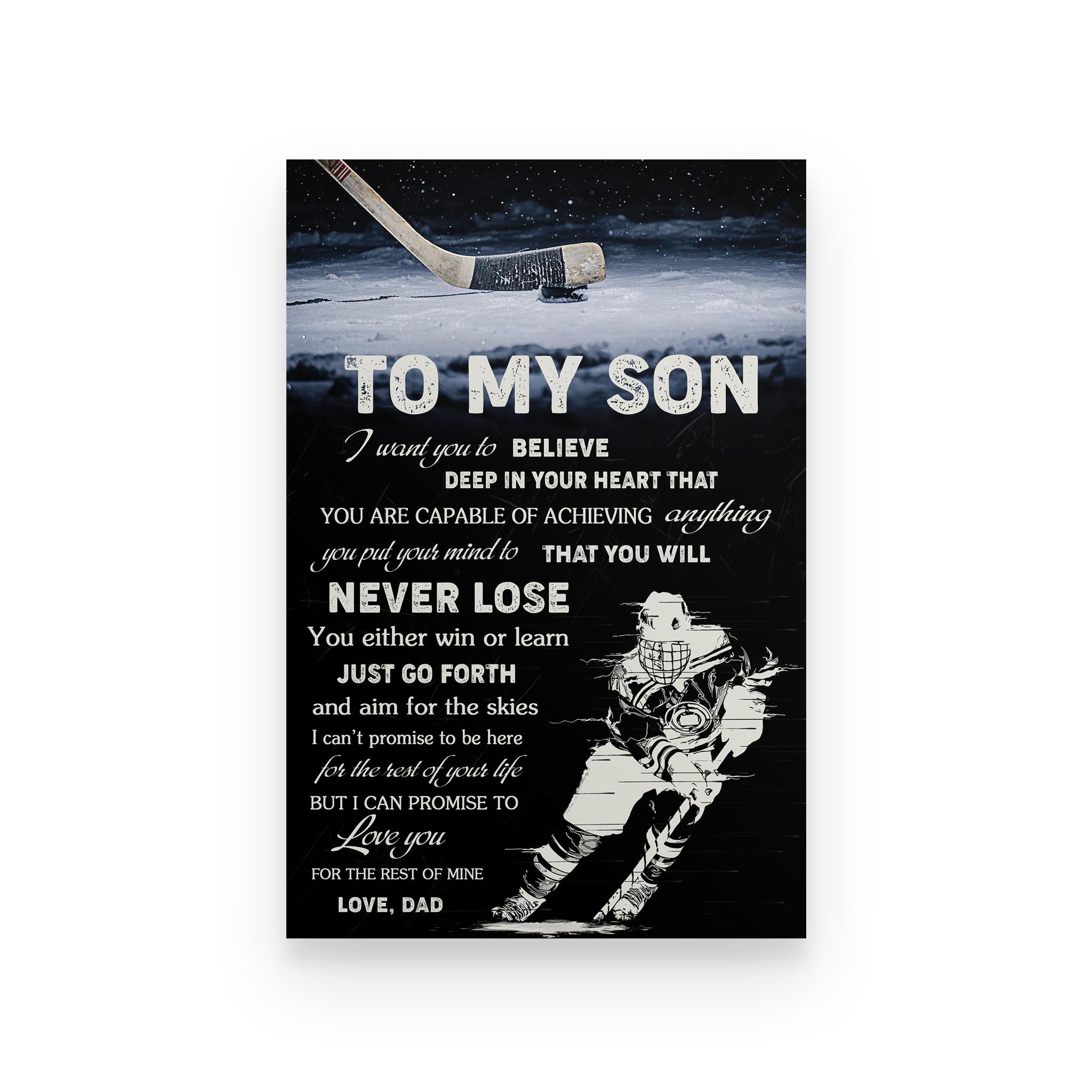 hockey poster dad to son never lose