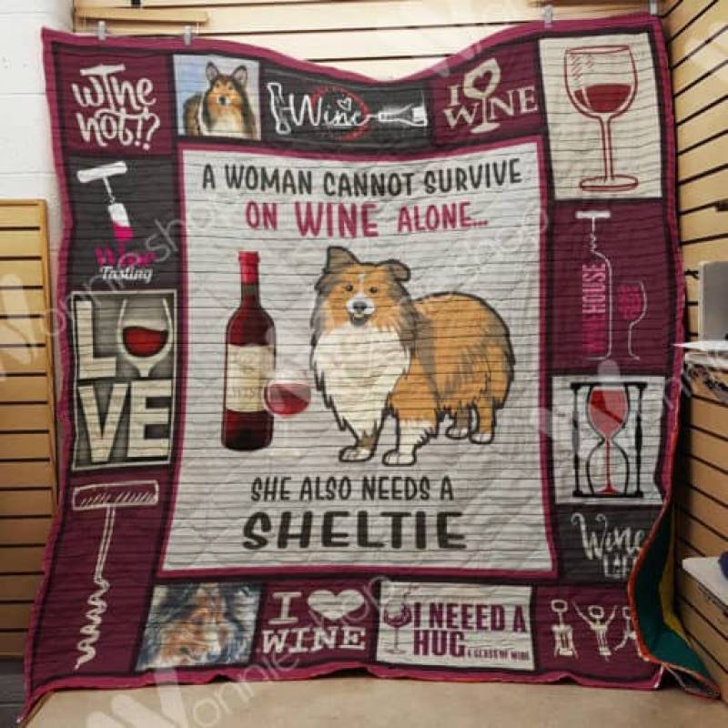 Wine and Sheltie A2403 87O34 Blanket