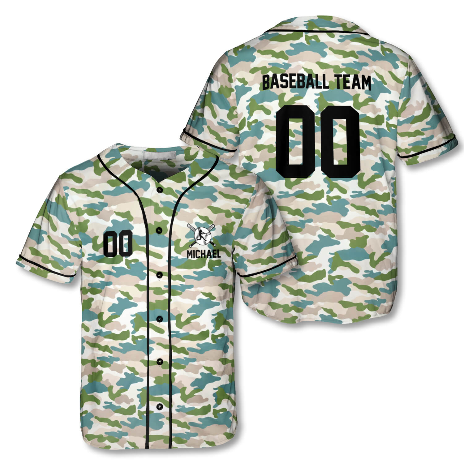 3D All Over Print Athlete Light Camo Usa Custom Baseball Jersey, Baseball Jersey Shirt For Men