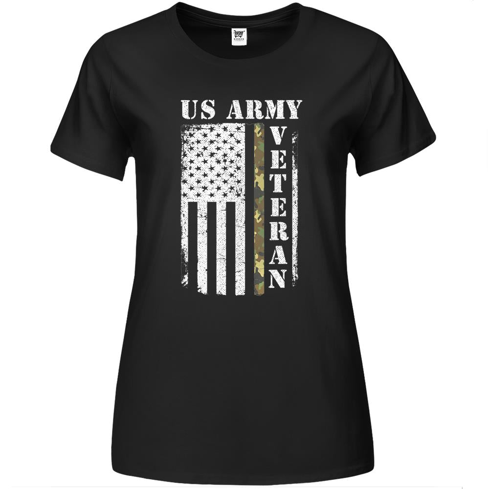 American Flag Camo Proud Us Army Veteran Tee Gift Women, Men Premium Womens T Shirts