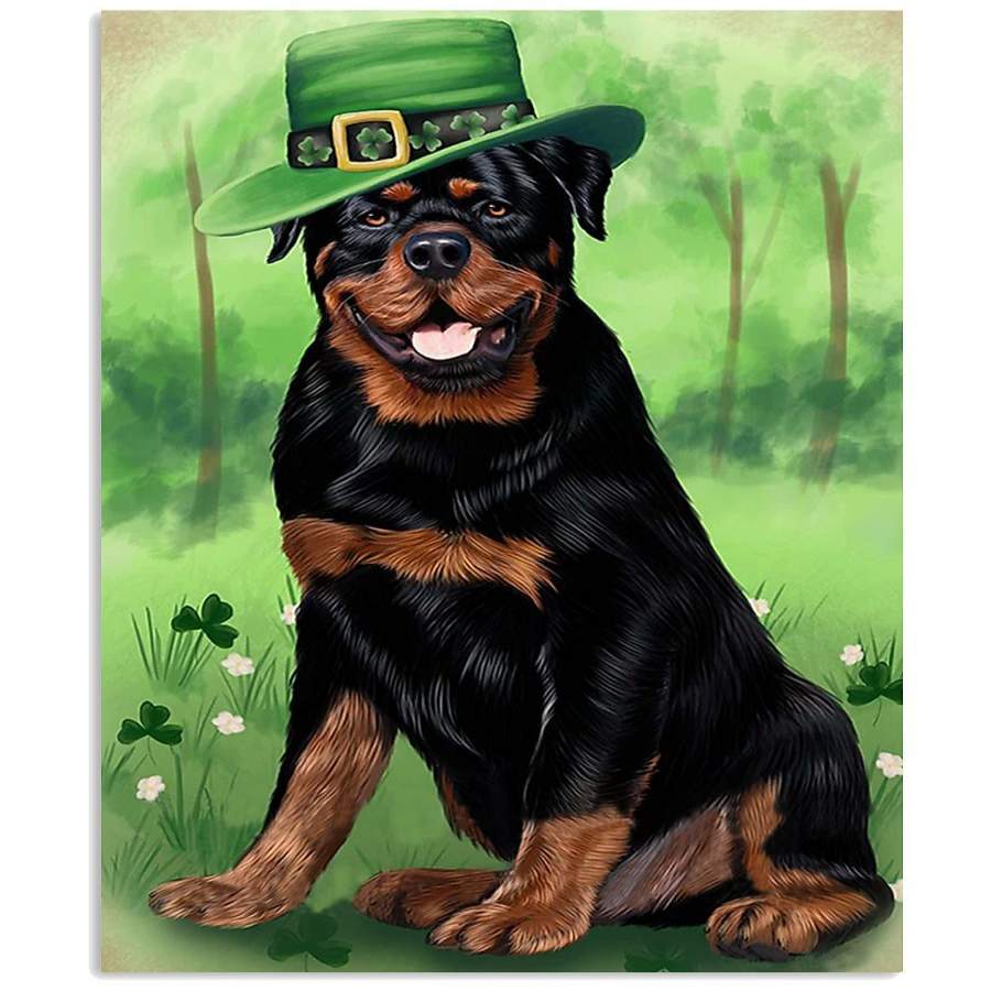 Rottweiler Puppy Shamrock For St.Patrick’s Day Vertical Poster