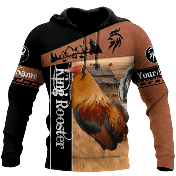 Custom Name King Rooster Colorful Rooster In The Farm 3D Printed Unisex Hoodie