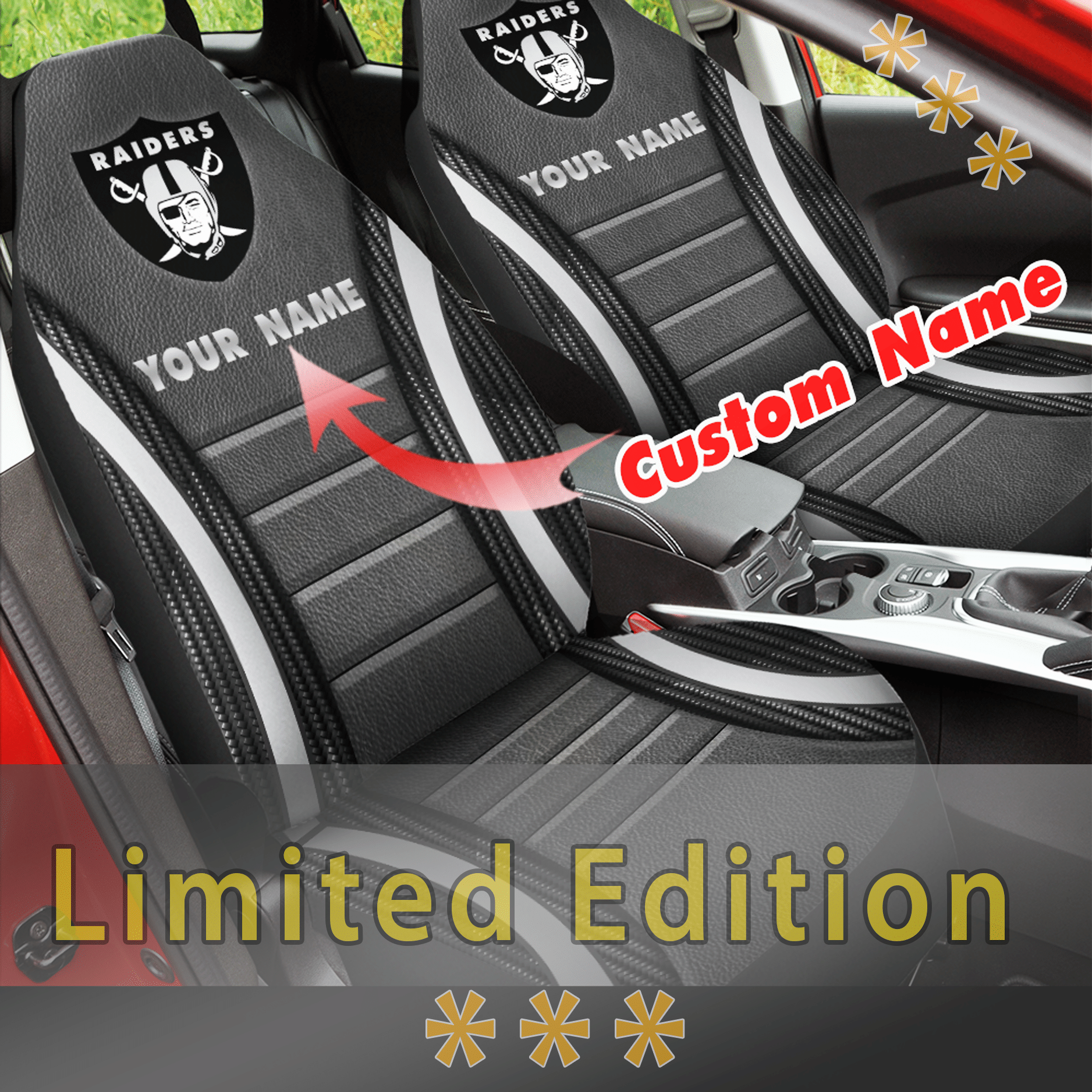 Raiders Custom Car Seat Covers (Set Of 2)
