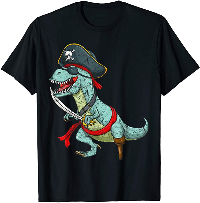 Vintage Pirate Dinosaur T Rex Funny Tyrannosaurus Halloween T-Shirt