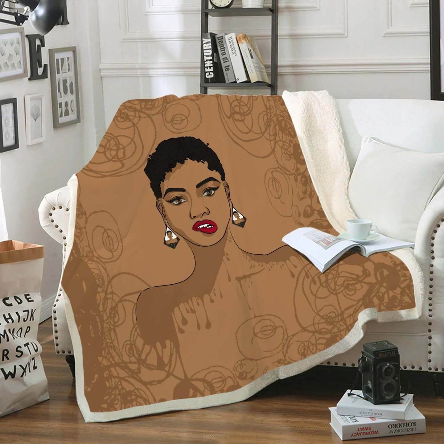 African American Art Blankets Amazing Natural Hair Art Fleece Blanket Black Girl Magic Short Hair Fleece Blanket