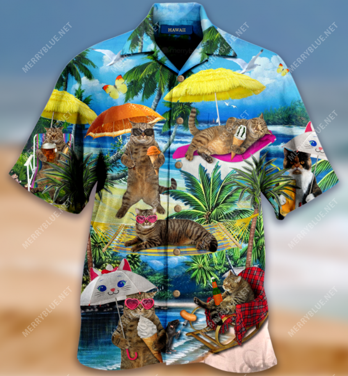 Funny Cats On Vacation Unisex Hawaii Shirt Ha78507