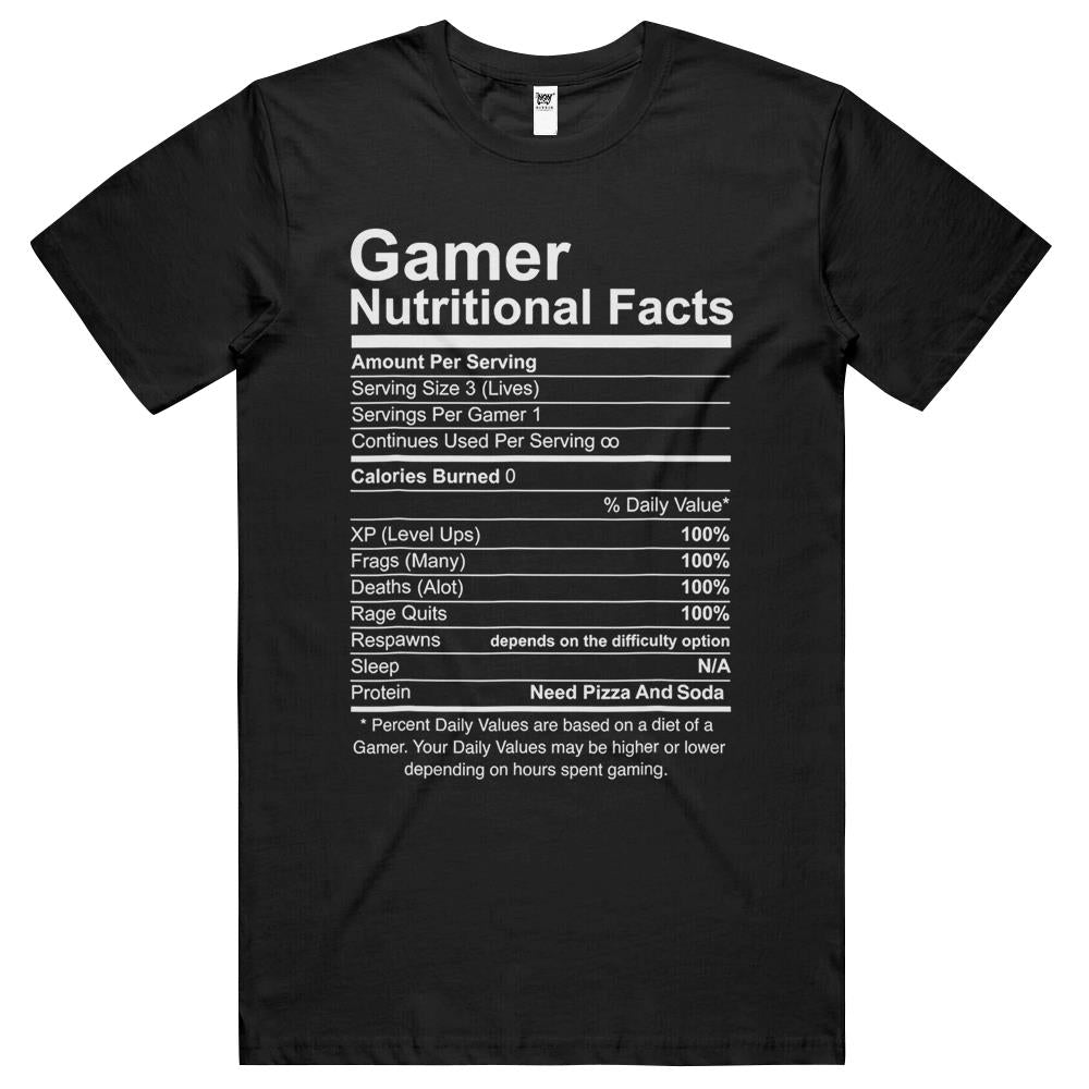 Nutritional Facts Shirt, Gamer Nutrition Facts Shirt, Gamer Nutritional Facts Cool Gamer Video Game Shirts T Shirts