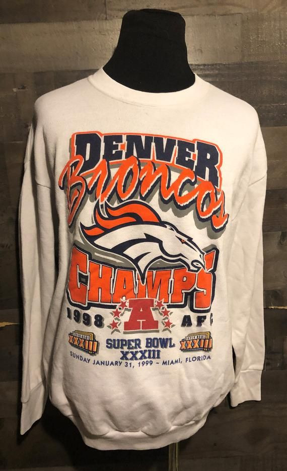 Vintage 90S Denver Broncos Afc 1998 Champions Football Crewneck Shirt Vintage Super Bowl Shirt