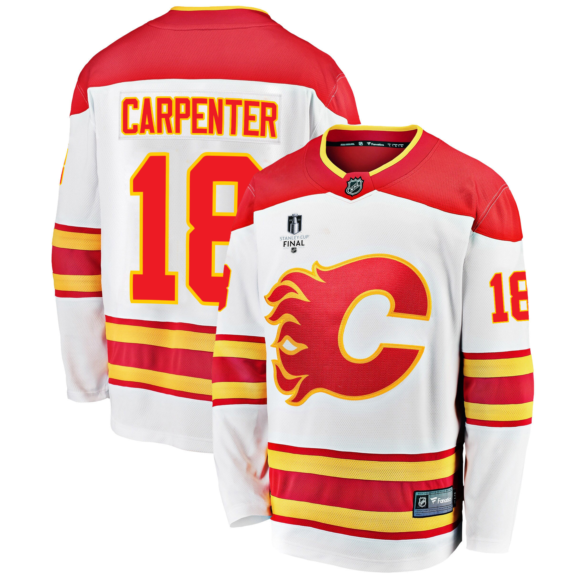 Calgary Flames Ryan Carpenter 18 Away 2022 Stanley Cup Final Breakaway Men Jersey – White