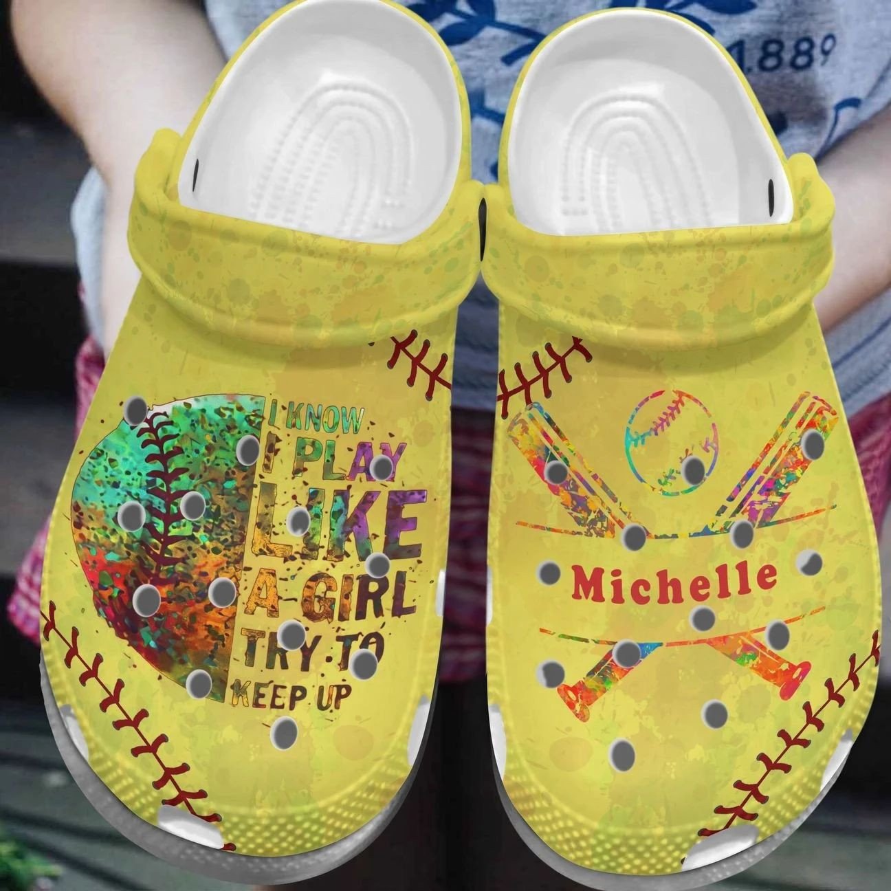 Personalized Crocs Softball,  Fashion Style Print 3D I Know I Play Like A Girl For Women, Men, Kid