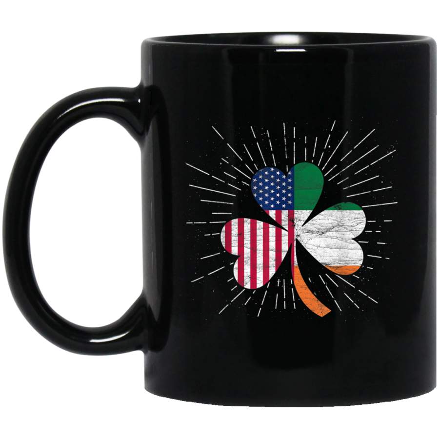 Irish American Flag Vintage Shamrock St Patricks Day Gift Mug