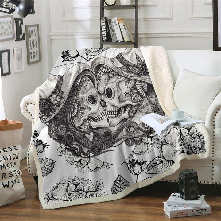 Vintage Sugar Skull Couple 3D Personalized All Over Printed Blanket