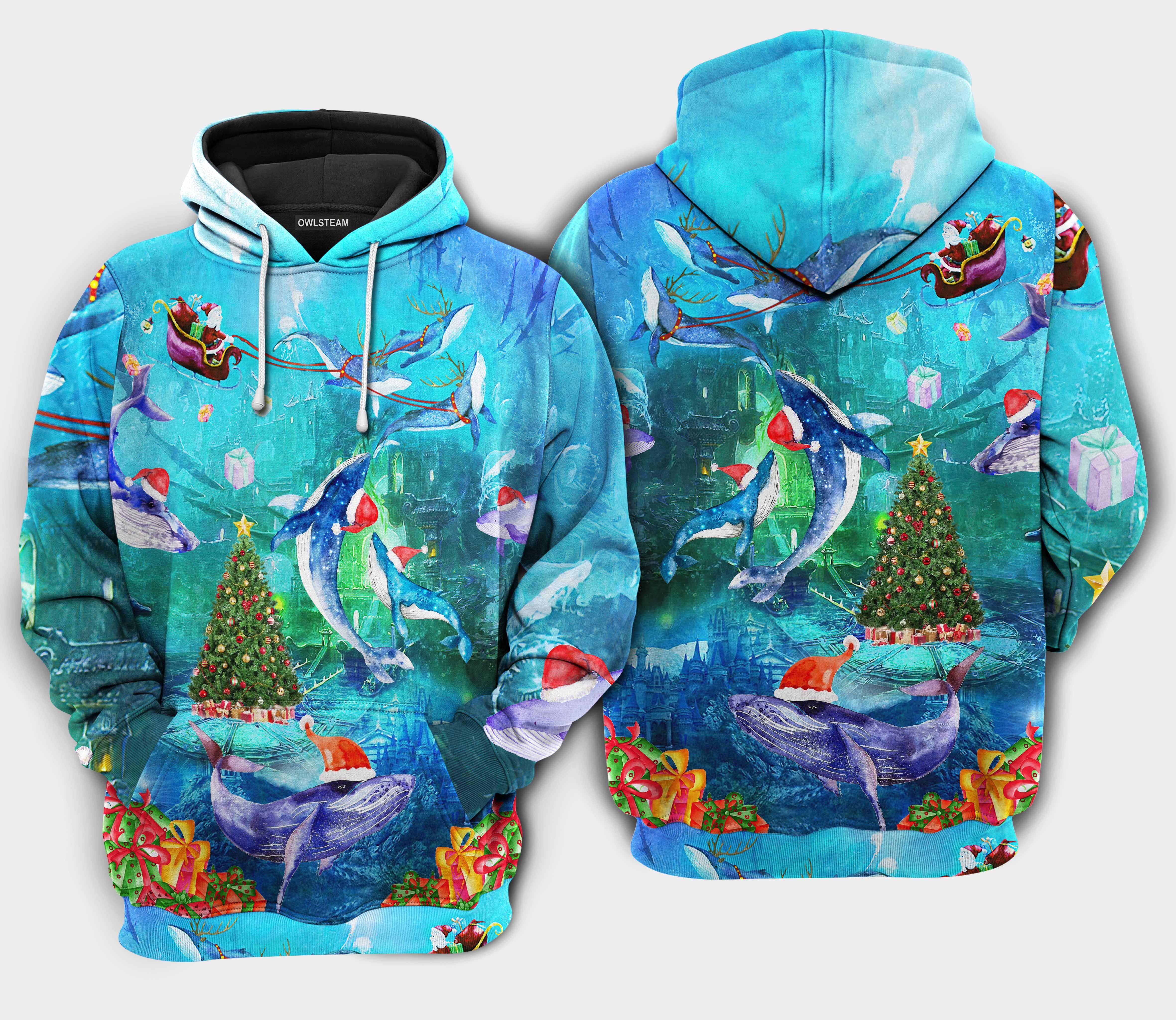 Christmas Whales Under The Sea – Hoodie – Hood50Dmt090921