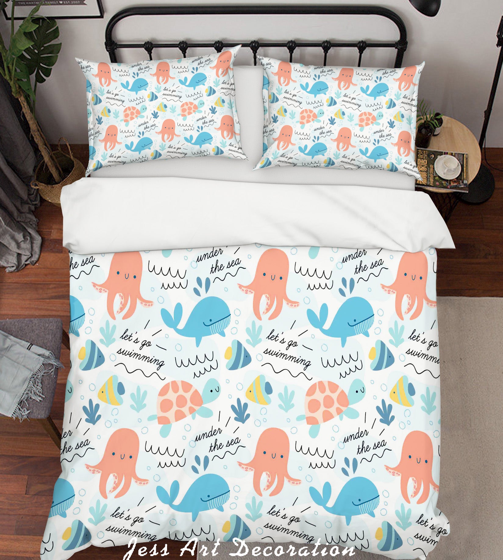 3D Cartoon Octopus Dolphin Quilt Cover Set Bedding Set Pillowcases 142