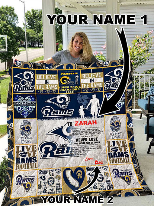 Personalized Los Angeles Rams  Quilt Blanket From Dad Love You For The Rest Of Mine Great Customized Blanket Gifts For Birthday Christmas Thanksgiving