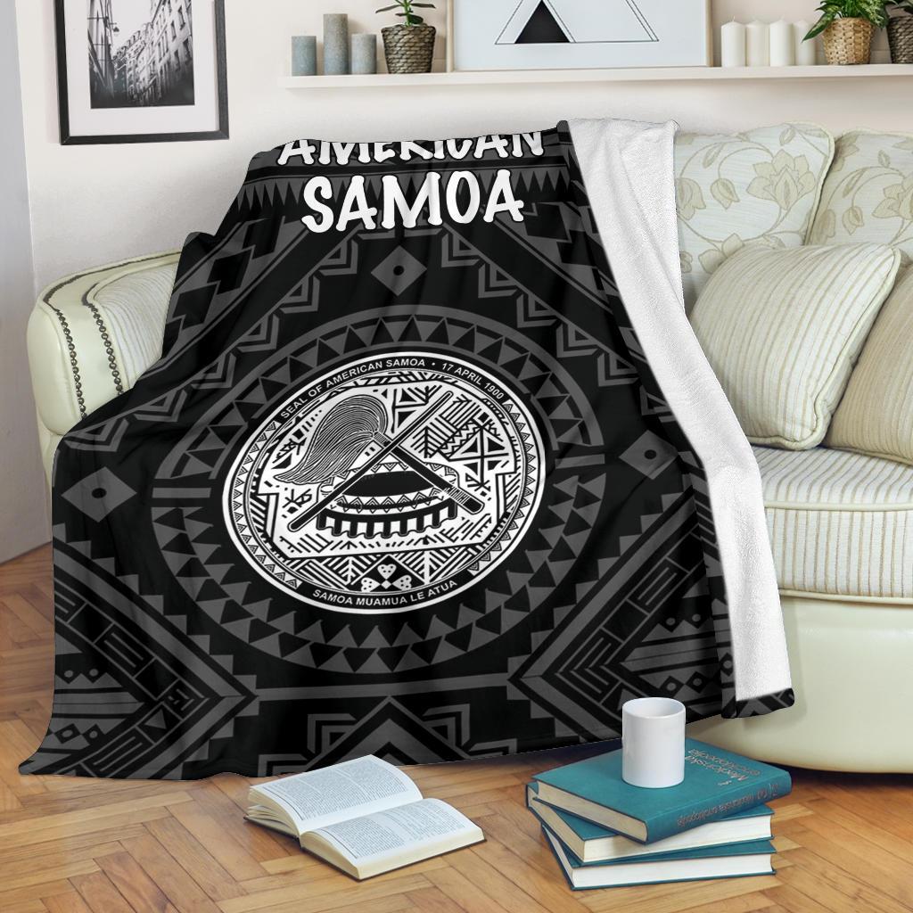 American Samoa Premium Blanket – Seal In Polynesian Tattoo Style ( Black)