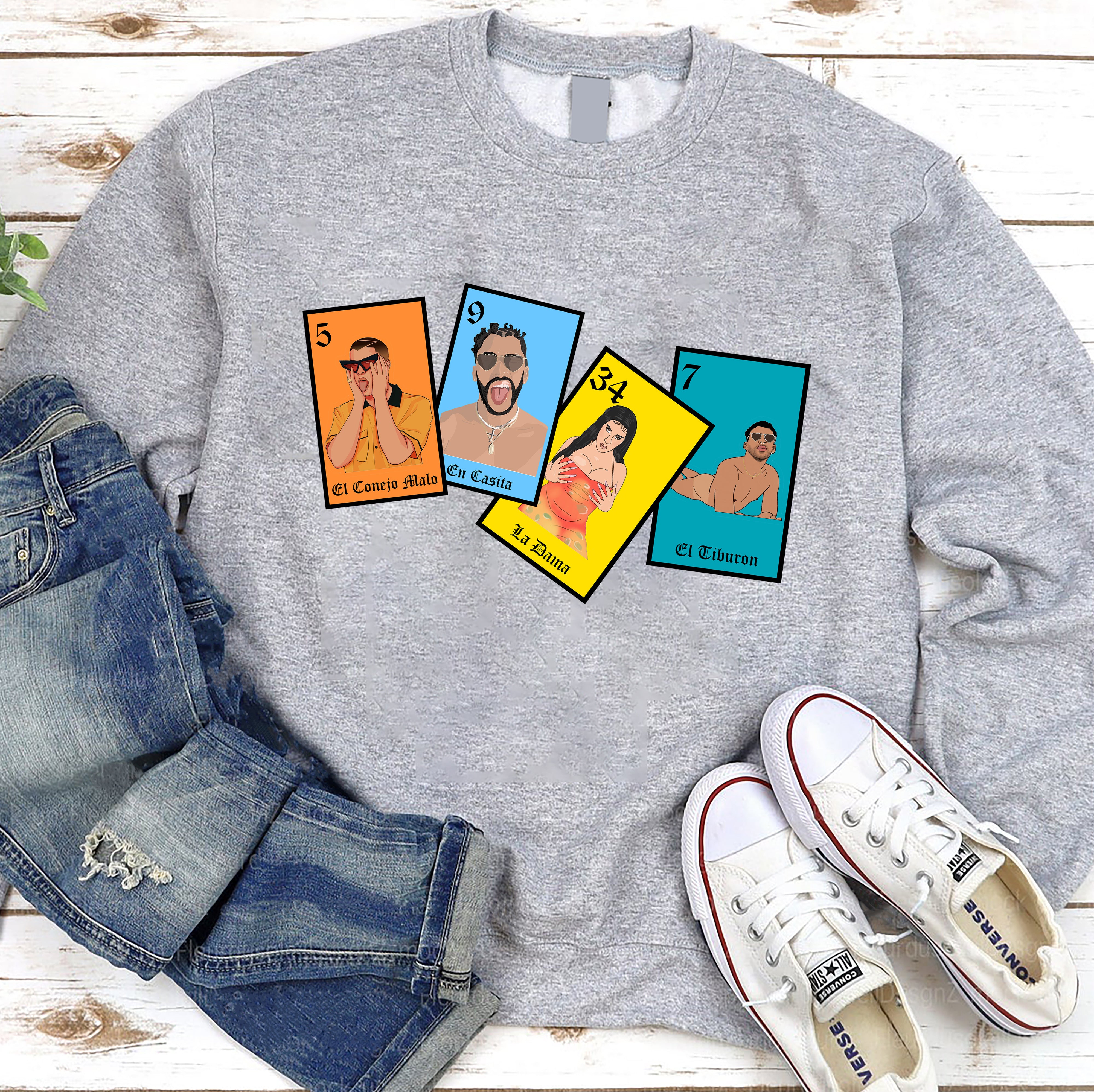 Dng Fashion ‘S Bad Bunny Loteria Shirt 320 – Standard Crew Neck Sweatshirt