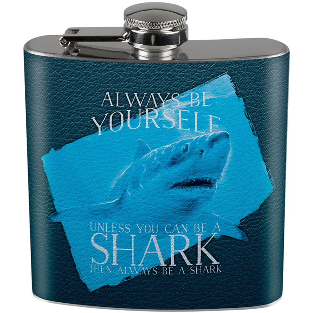 Always Be Yourself Shark Great White Full Wrap Steel Flask