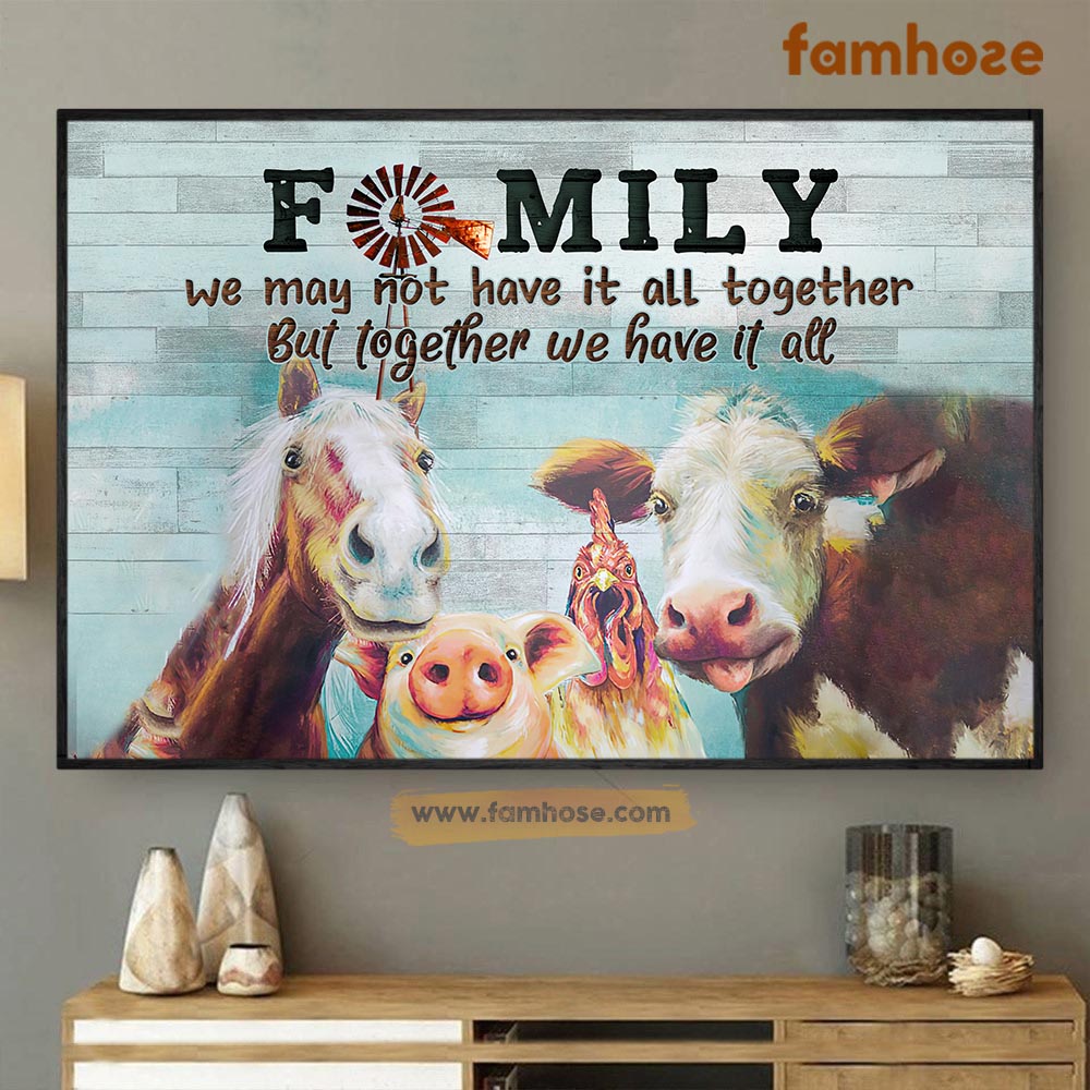 Funny Cow Poster & Canvas, Family We May Not Have It All Together, Cow Canvas Wall Art, Poster Gift For Cow Lovers