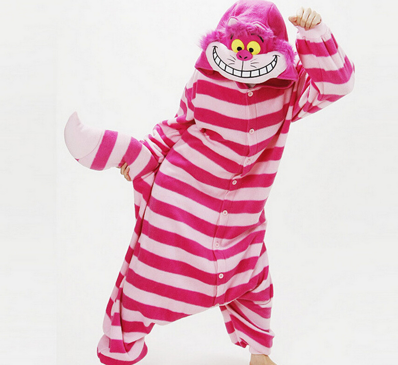 Pink Cheshire Cat Animal Onesie Cosplay Costume Giraffe Adult Pajamas Unisex Flannel Sleepwear Hoodie For Women Men