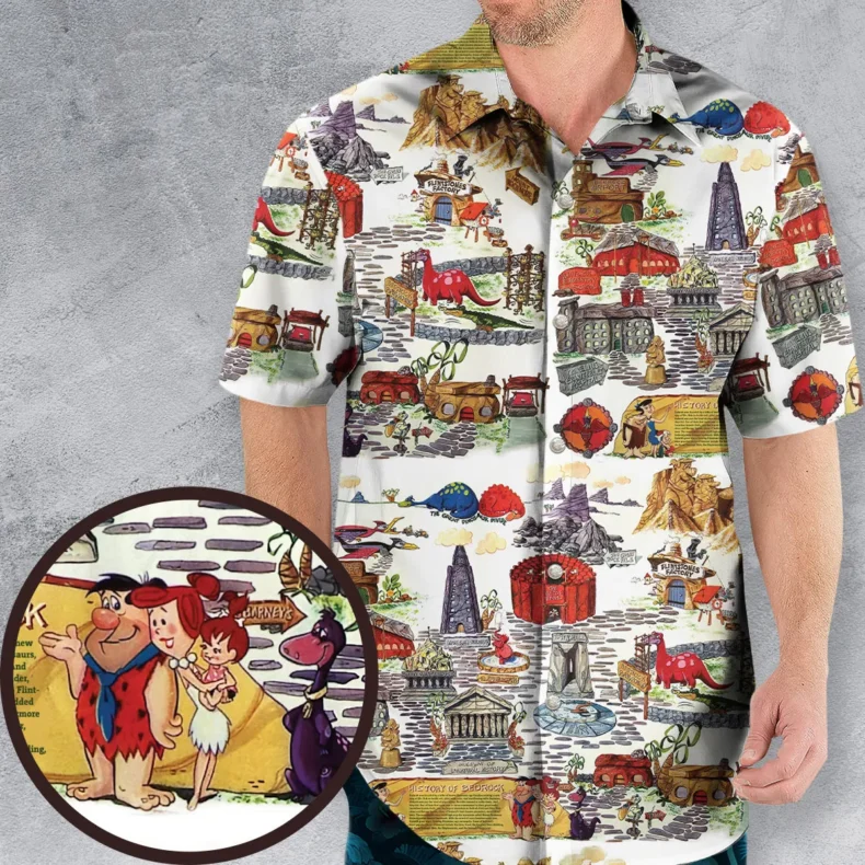 History Of Bedrock Flintstones Hawaiian Shirt