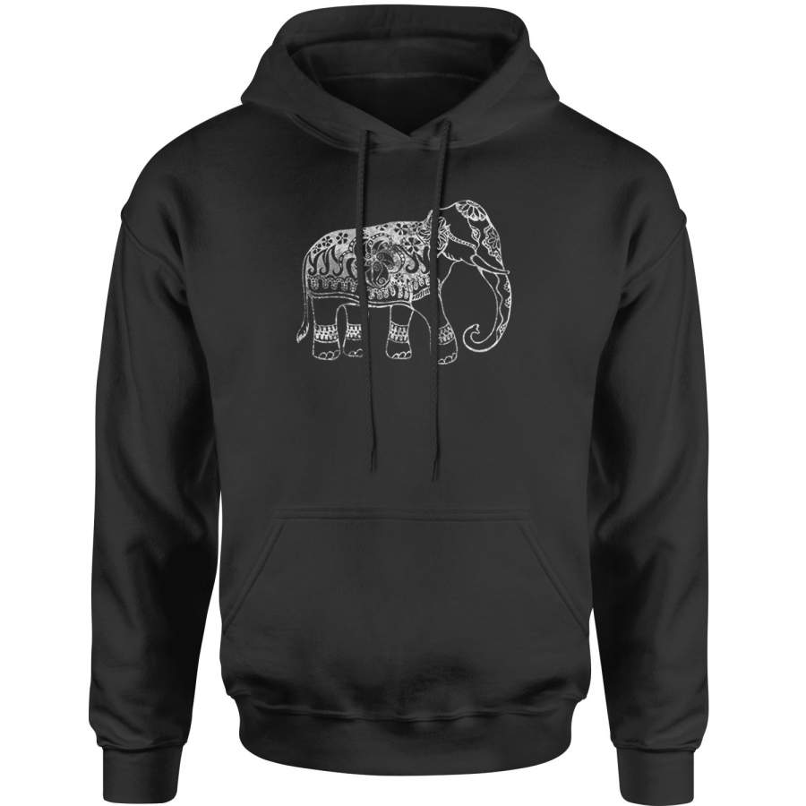 Sacred Elephant Distressed Look Adult Hoodie Sweatshirt