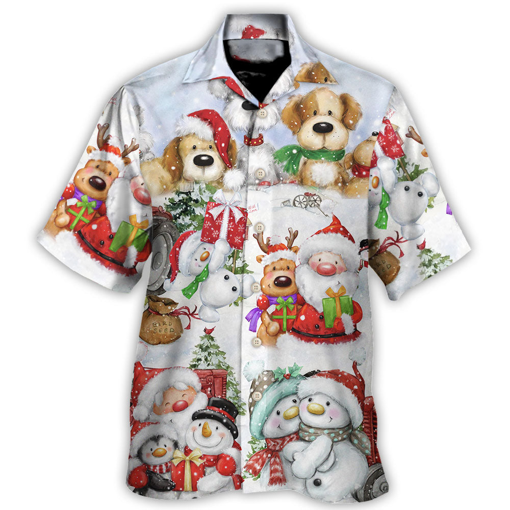 Christmas Santa And Snowman Happy Together Hawaii Shirt Ha7051