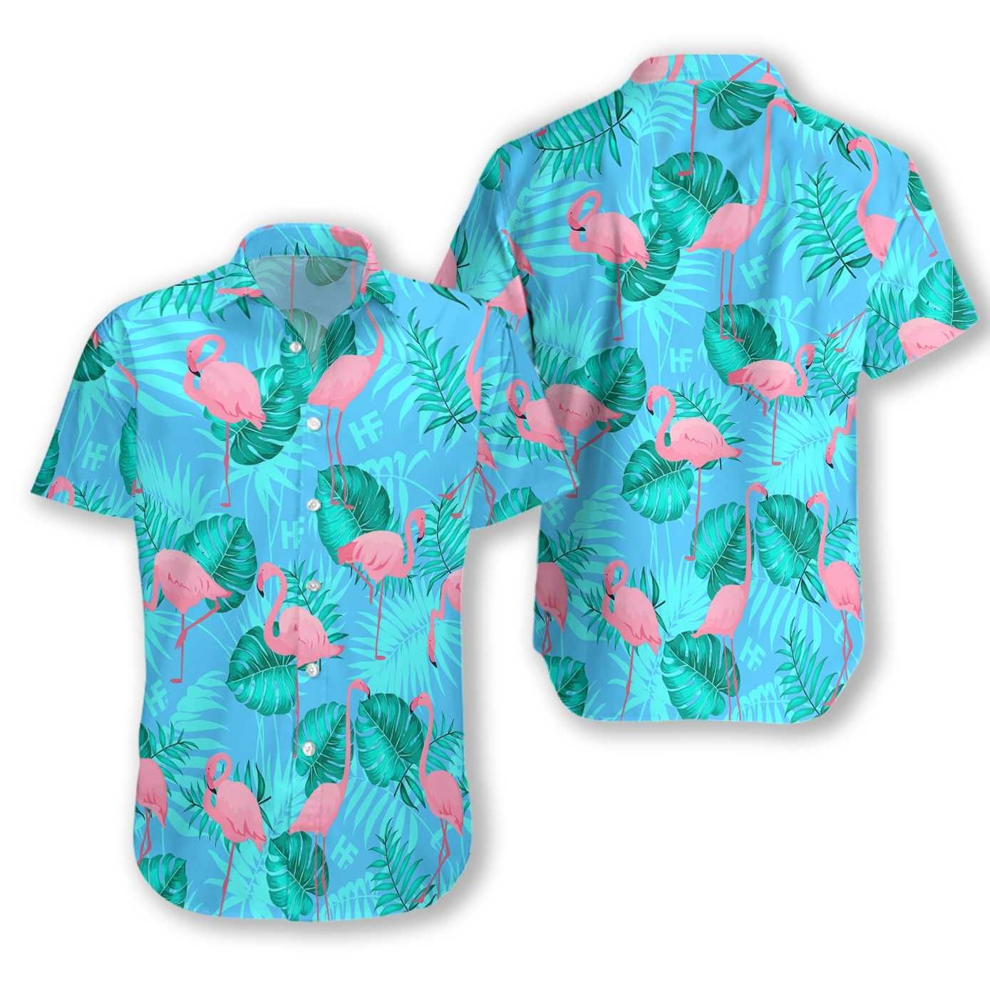 Flamingo Tropical Leaves Hawaii All Over Print Shirt Ha53556