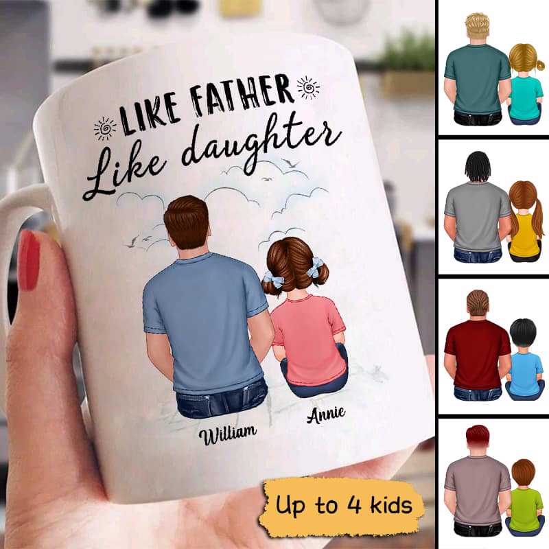 Back View Like Father Like Son Daughter Father‘S Day Gift Personalized Mug