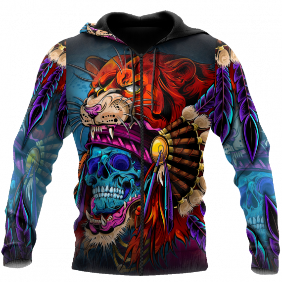 Unisex Hoodie All Over Print Lion Gifts Lion Skull Over Printed Us Unisex Size Hoodie