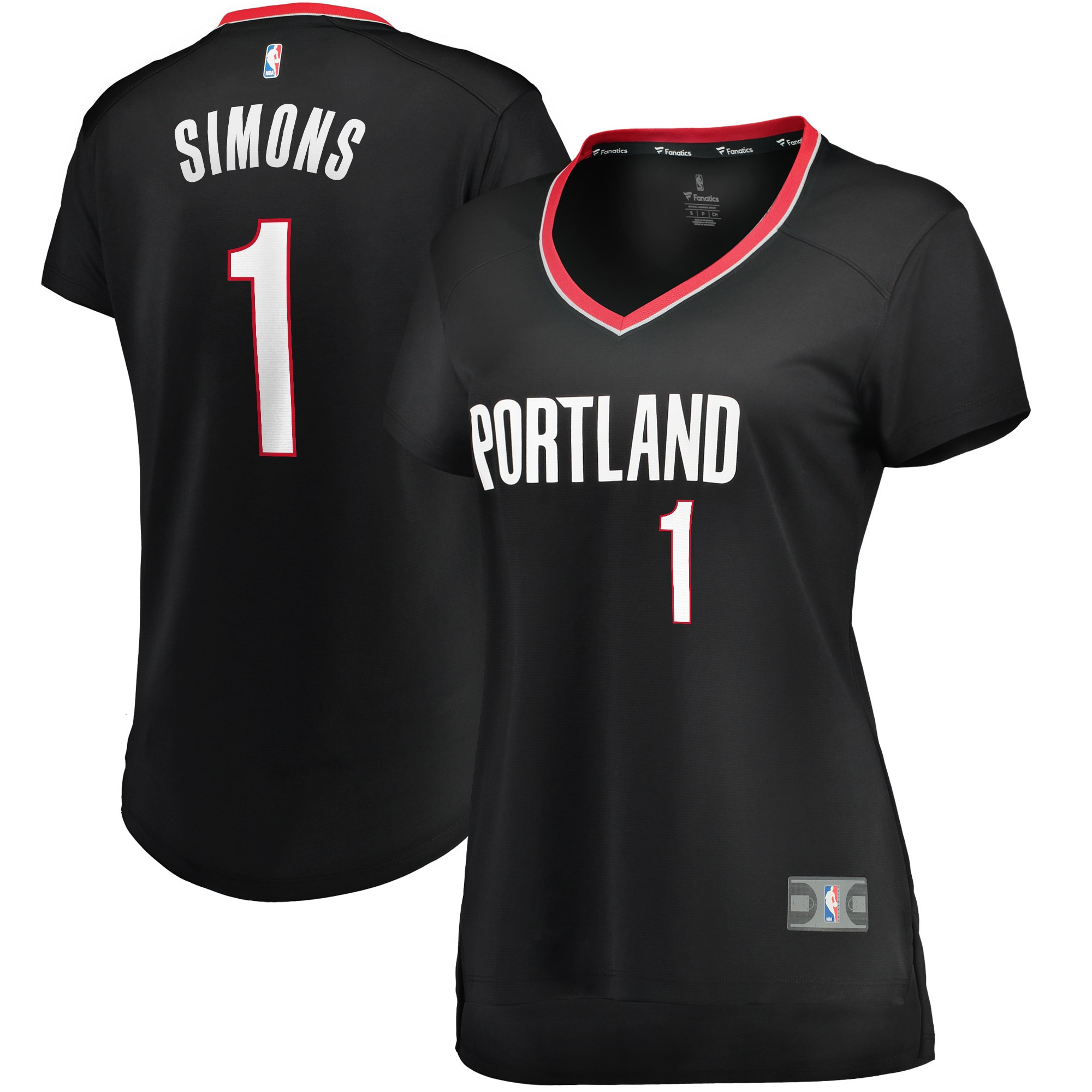 Anfernee Simons Portland Trail Blazers Fanatics Branded Womens Fast Break Player Jersey – Icon Edition – Black NBA