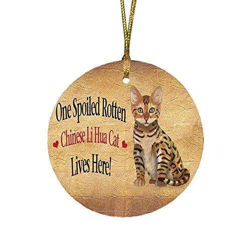 Chinese Li Hua Kitten Spoiled Rotten Cat Round Christmas Ornament