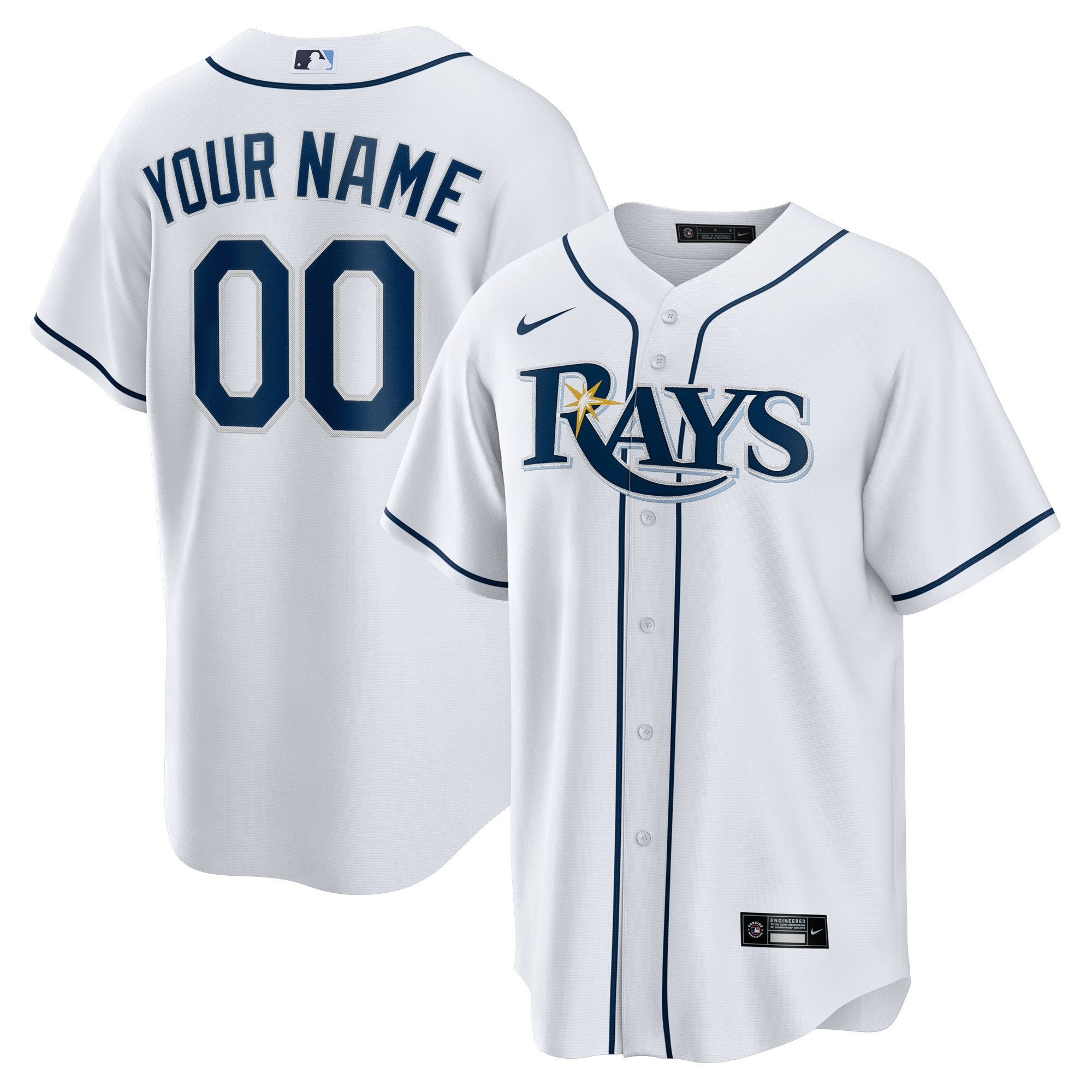 Tampa Bay Rays Home Replica Custom Jersey – White Custom Jerseys MLB