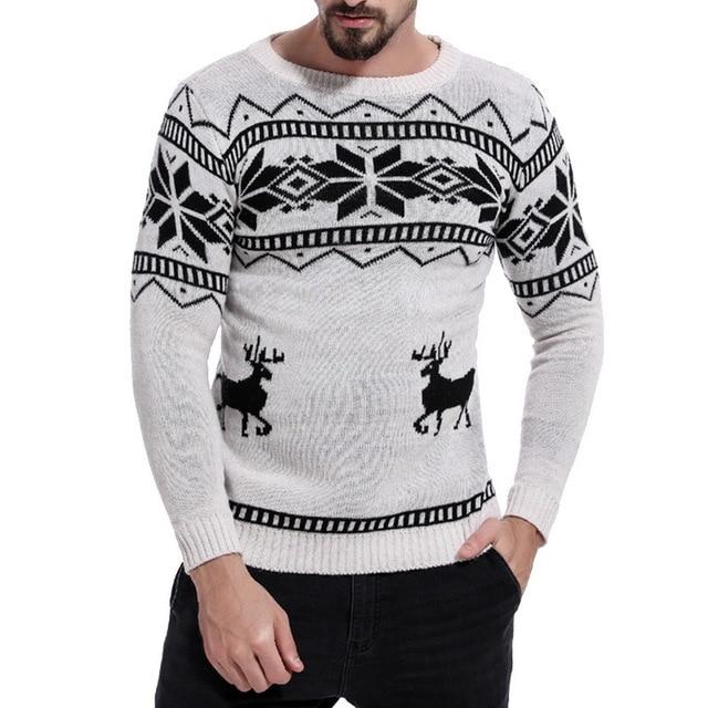 Causal  O Neck Sweater Deer Printed Autumn Winter Christmas Pullover Knitted Jumper Sweaters